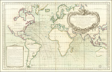 Carte Des Variations De La Boussole et Des Vents Generaux Que L'on Trouve Dans Les Mers Les Plus Frequentees . . . MDCCLXV By Depot de la Marine