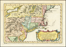 New England, Massachusetts, New York State, Mid-Atlantic and Pennsylvania Map By Jacques Nicolas Bellin