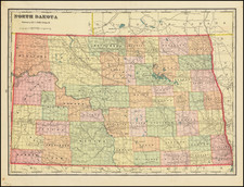 North Dakota Map By George F. Cram