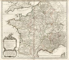 France Map By Gilles Robert de Vaugondy / Charles Francois Delamarche