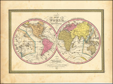 A New Map of the World on the Globular Projection … 1847 By Samuel Augustus Mitchell