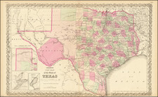 Texas Map By Joseph Hutchins Colton