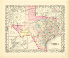 Texas Map By Joseph Hutchins Colton