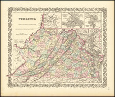 West Virginia and Virginia Map By Joseph Hutchins Colton