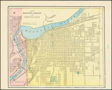 Map of Kansas City, Missouri and Kansas City, Kansas By George F. Cram