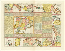 Carte d'Espagne et des Principaux Etats Appartenans a cette monarchie dans les 4 Parties du Monde By Henri Chatelain