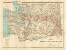 Washington Territory Showing Lines of Seattle, Lake Shore and Eastern Railway.  1888 By Flemming, Brewster & Alley