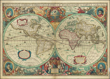 World and California as an Island Map By Henricus Hondius