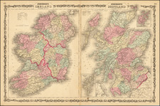 Scotland and Ireland Map By Alvin Jewett Johnson  &  Benjamin P Ward