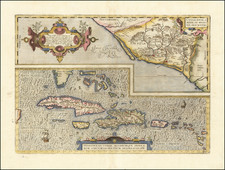 Mexico, Caribbean, Cuba, Hispaniola, Puerto Rico and Bahamas Map By Abraham Ortelius