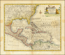 Florida, South, Southeast, Caribbean and Central America Map By Emanuel Bowen
