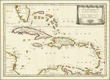 Florida, Caribbean and Bahamas Map By Nicolas Sanson