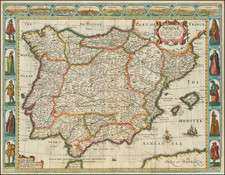 Spain and Portugal Map By John Speed