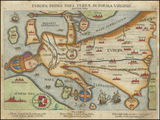 (Rare Copperplate Edition!) (Europe in the Shape of a Queen) Europa Prima Pars Terrae In Forma Virginis . . .   