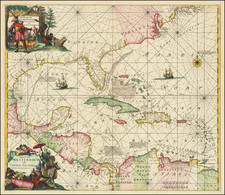 Florida, South, Southeast, Caribbean and Central America Map By Louis Renard