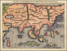 (First Printed Map of Asia) Neuw India / mit vilen anstossenden lendern / besunder Scychia /Parchia / Arabia / Persia etc.  