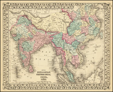 India, Southeast Asia, Malaysia and Thailand, Cambodia, Vietnam Map By Samuel Augustus Mitchell Jr.