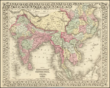 India, Southeast Asia, Malaysia and Thailand, Cambodia, Vietnam Map By Samuel Augustus Mitchell Jr.