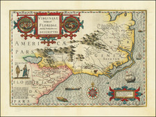 Southeast, Virginia, Georgia, North Carolina and South Carolina Map By Jodocus Hondius