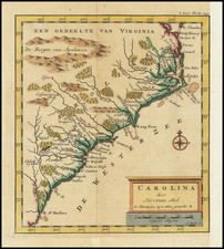 Southeast, North Carolina and South Carolina Map By Herman Moll / Jacob Keizer