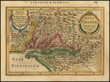 Delaware, Southeast and Virginia Map By Jan Jansson / Pieter van den Keere
