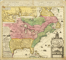 United States, South, Southeast, Midwest, North America and Eastern Canada Map By Nicolas de Fer