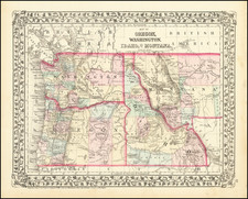 Idaho, Montana, Oregon and Washington Map By Samuel Augustus Mitchell Jr.