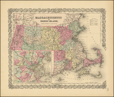 Massachusetts and Rhode Island Map By Joseph Hutchins Colton