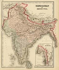 Asia and India Map By O.W. Gray