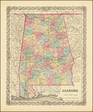 Alabama Map By Joseph Hutchins Colton