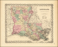 Louisiana Map By Joseph Hutchins Colton