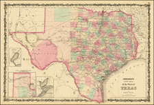 Texas Map By Alvin Jewett Johnson  &  Benjamin P Ward