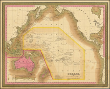 Pacific Ocean, Hawaii, Pacific, Australia, Oceania and Hawaii Map By Samuel Augustus Mitchell