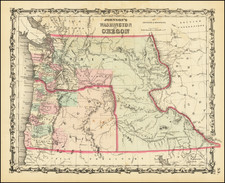 Idaho, Pacific Northwest, Oregon and Washington Map By Alvin Jewett Johnson  &  Ross C. Browning