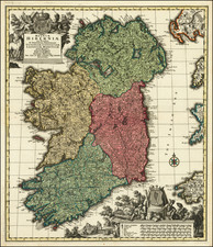 (Ireland) Regnum Hiberniae, tam Secundum IV Provincias Principales Ultoniam, Connaciam, Lageniam, et Momoniam quam peciales, accurate designata studio et sumptibus . . .  By Matthaus Seutter