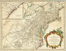 New York State, Mid-Atlantic, Kentucky, Tennessee, Southeast, Virginia, North Carolina and Ohio Map By Didier Robert de Vaugondy