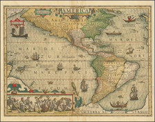 Western Hemisphere and America Map By Jodocus Hondius