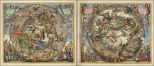 Eastern Hemisphere, Polar Maps and Celestial Maps Map By Andreas Cellarius