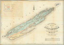 Michigan Map By Josiah Dwight Whitney  &  John Wells Foster