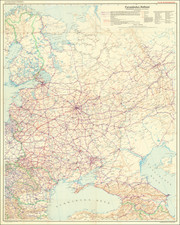 Russia, World War II and Germany Map By General Staff of the German Army