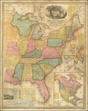 United States Map By Samuel Augustus Mitchell