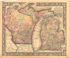 Midwest Map By Samuel Augustus Mitchell Jr.