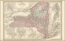 New York State Map By Joseph Hutchins Colton