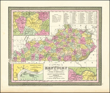 A New Map Of Kentucky with its Canals, Roads, Distances from Place to Place, along the Stage & Steam Boat Routes . . .  By Thomas, Cowperthwait & Co.