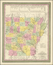 A New Map of Arkansas with its Canals Roads & Distances . . .   By Thomas, Cowperthwait & Co.