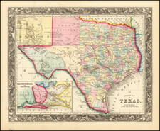 Texas Map By Samuel Augustus Mitchell Jr.