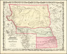 Plains, Kansas, Nebraska, North Dakota, South Dakota, Colorado, Colorado, Montana and Wyoming Map By Alvin Jewett Johnson  &  Ross C. Browning