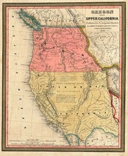 Southwest, Rocky Mountains and California Map By Samuel Augustus Mitchell