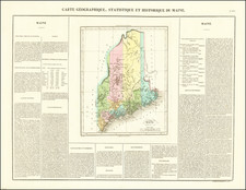 [ Maine ]  Carte Geographique, Statistique et Historique Du Maine By Jean Alexandre Buchon