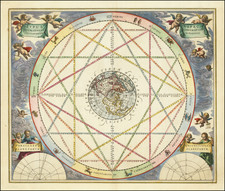 Northern Hemisphere, Polar Maps, North America, California and Celestial Maps Map By Andreas Cellarius